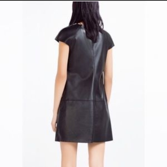black leather shift dress